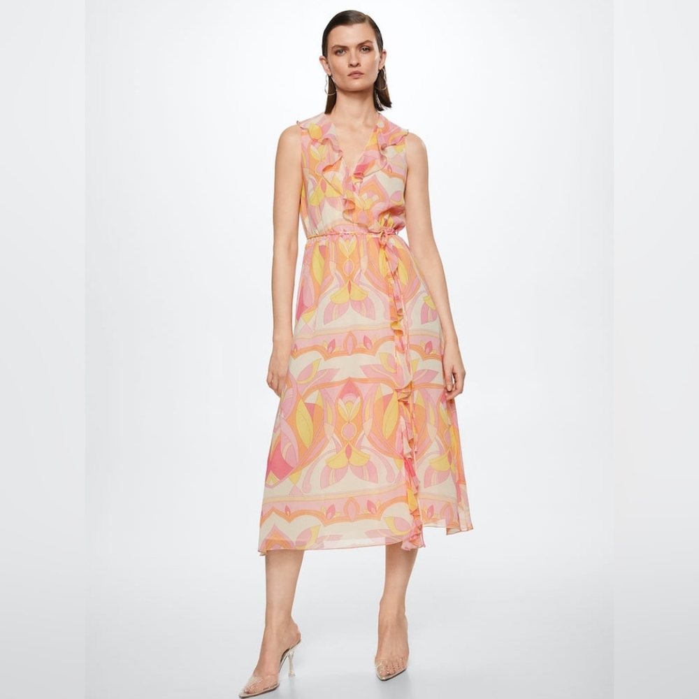 MANGO Ruffled printed dress - Picture 3 of 6